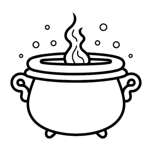 Minimalist vector depiction of a cauldron outline ideal for witchcraft graphics