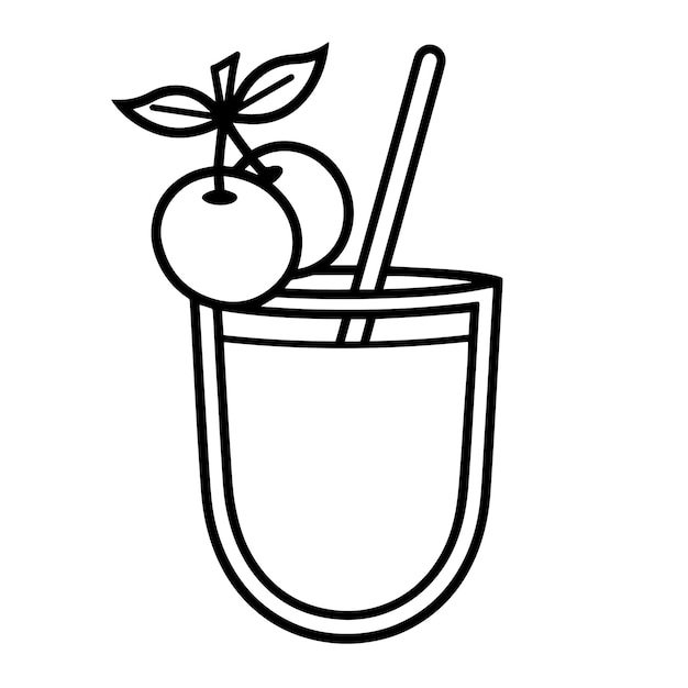 Minimalist vector depiction of a fruit cocktail outline ideal for summer graphics