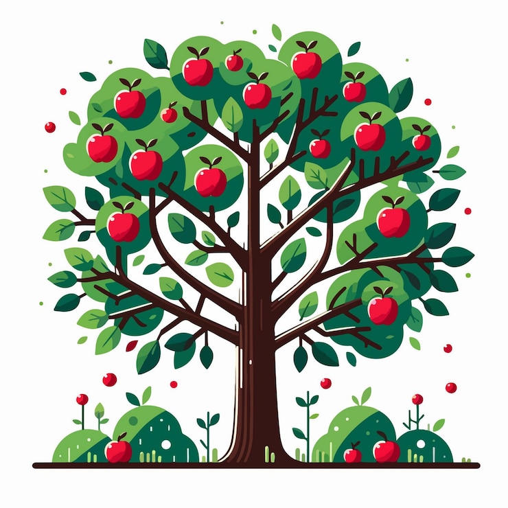 Vector minimalist vector of a fruit tree