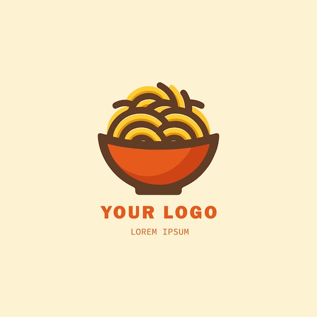 ヌードルの要素を含む食品店の会社のためのミニマリストのベクトルスタイルのロゴ