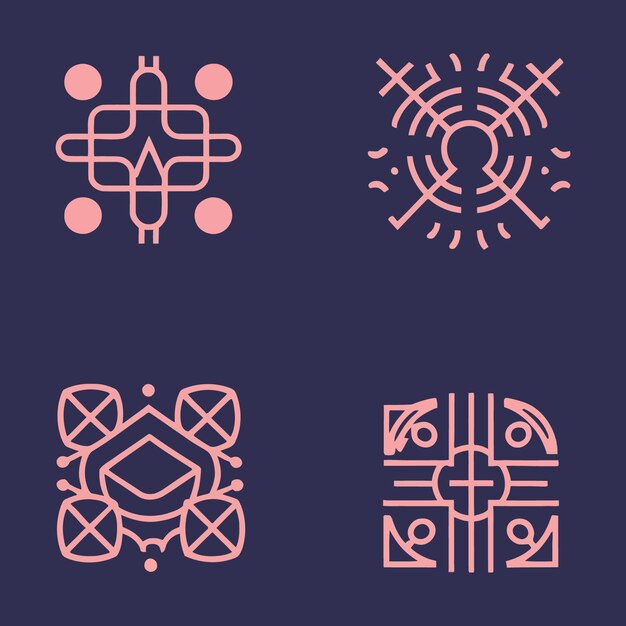 Vector minimalist vector y2k symbols set for logo templates