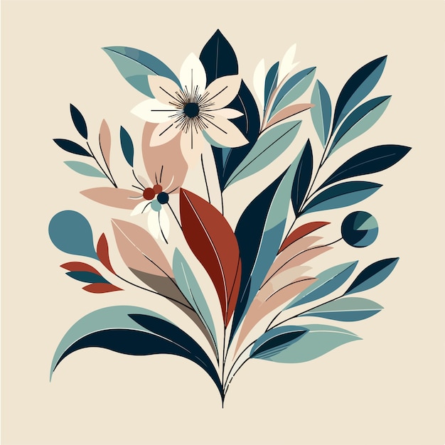 Vector minimalist vectorstyle image of an abstract bouquet of flowers