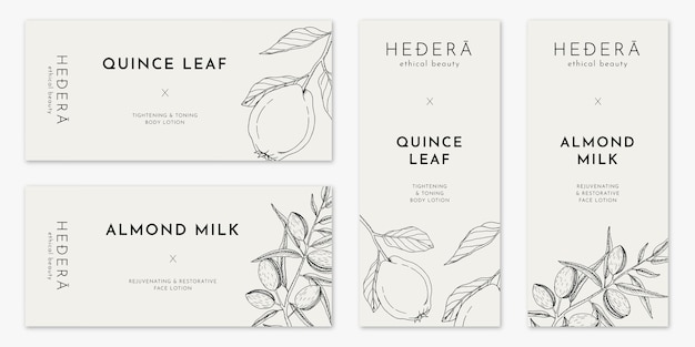 Minimalist vegan banners with line art illustration