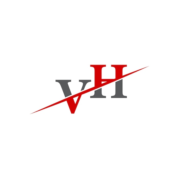 ダイナミックな対角線を持つミニマリストのVHロゴ