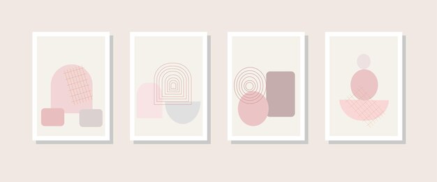 Vector minimalist wall art abstract geometric prints for boho aesthetic interior