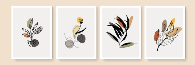 Minimalist wall art. abstract landscapes for boho esthetic interior. home decor wall prints