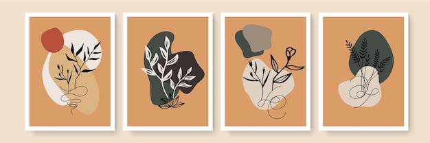 Premium Vector | Minimalist wall art. abstract landscapes for boho ...