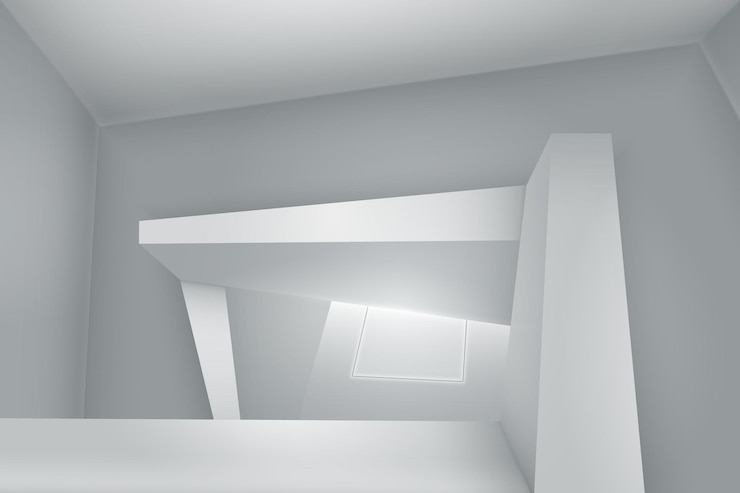 Vector minimalist walls composition with dark square on the floor