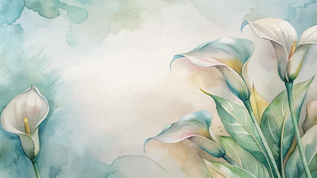 Vector minimalist watercolor background of calla lilies