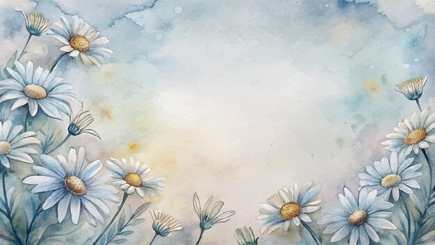 Minimalist watercolor background of daisies