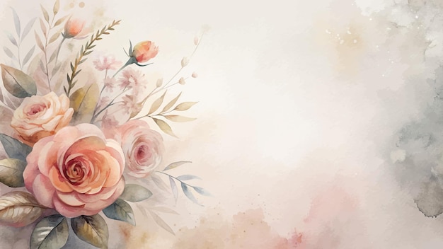 Vector minimalist watercolor background of roses