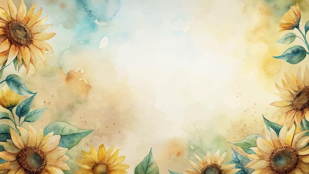 Minimalist watercolor background of sunflowers