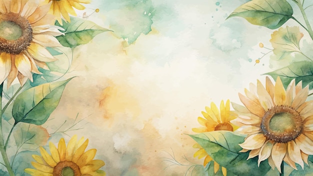 Minimalist watercolor background of sunflowers