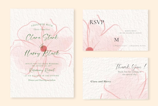 minimalist watercolor flower invitation