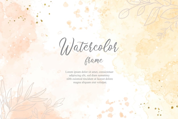 Vector minimalist watercolor wedding invitation card with liquid watercolor design