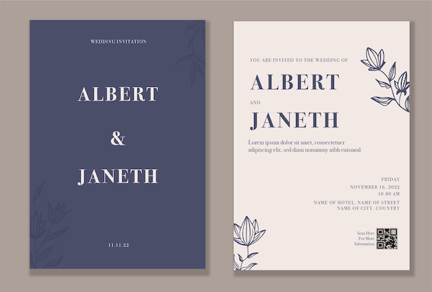 Vector minimalist wedding invitation design