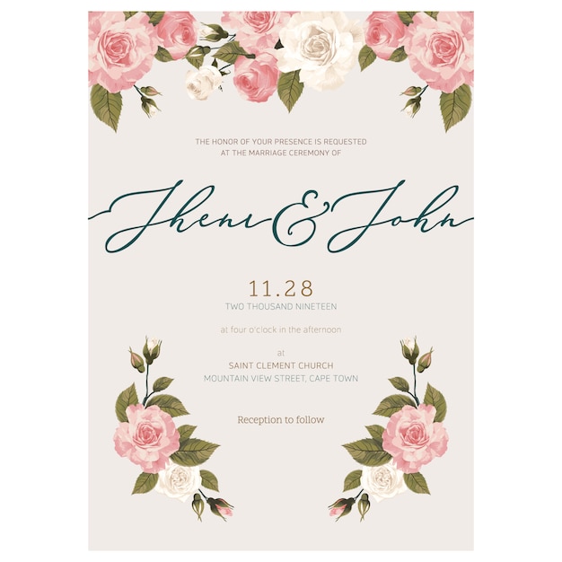 Minimalist wedding invitation template.