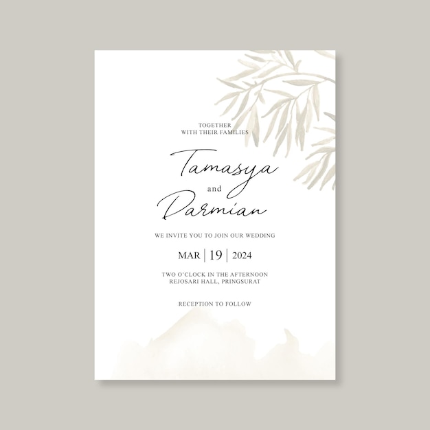 Minimalist wedding invitation template