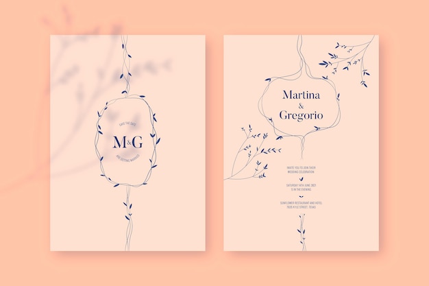 Vector minimalist wedding invitation