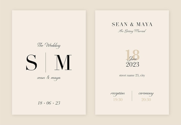 Vector minimalist wedding invitation