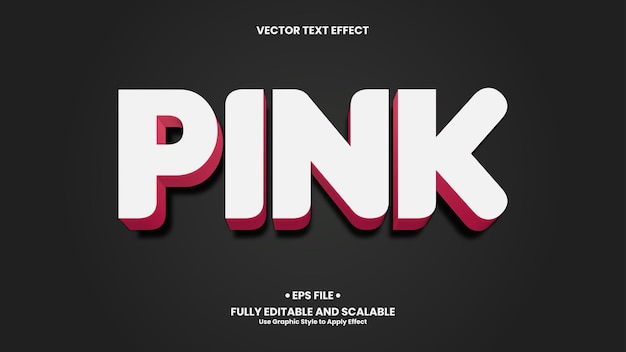 Вектор Минималистский бело-розовый логотип с редактируемым текстовым эффектом