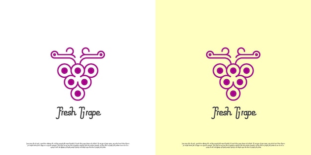 Minimalist wine logo design illustration abstract line silhouette of fresh grape vine Simple flat