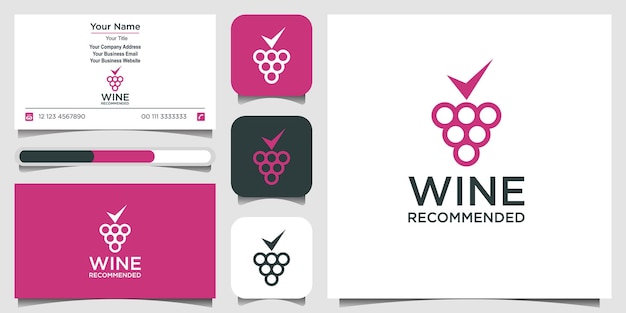 Design minimalista del logo del vino con stile line art