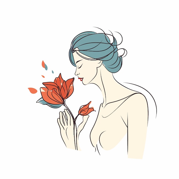 minimalist women and flower