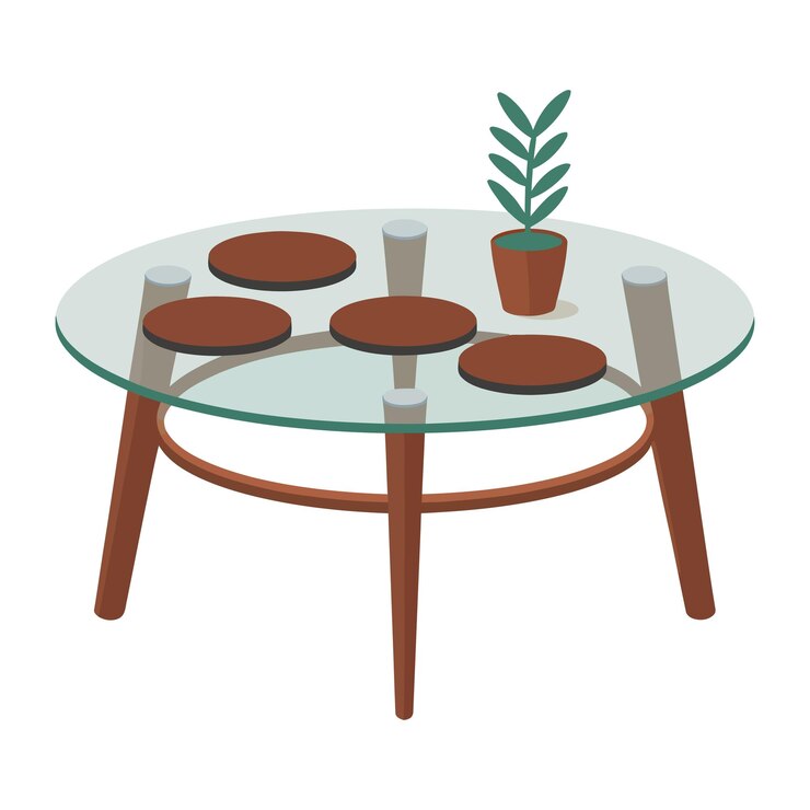 Vector minimalist wooden coffee table vector illustration isolated on white background