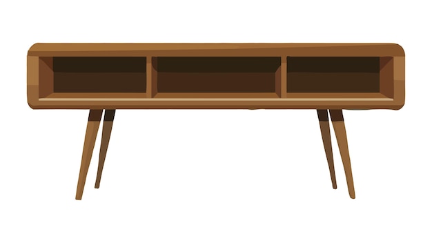 minimalist wooden console table vector illustration isolated on white background