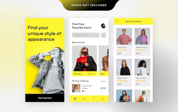 Vector minimalist yellow store clothing ui design template vector