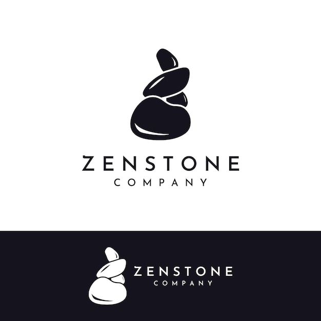 Minimalist zen stones logo balancing stones neatly stacked stones stones for meditation or wellnesswith template vector illustration