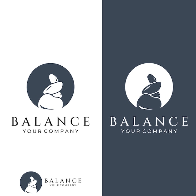 Minimalist zen stones logo balancing stones neatly stacked stones stones for meditation or wellnesswith template vector illustration