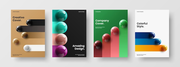 Minimalistic 3d spheres front page template set