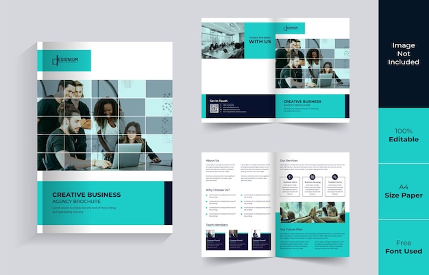 Minimalistic Bi-fold brochure design vector premium