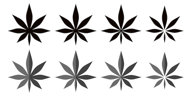 Icona dell'illustrazione vettoriale della foglia di cannabis piatta astratta nera minimalista