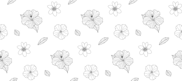 ミニマルな黒と白の花のシームレスなパターン繊維包装紙カバー背景ポストカードのパターン