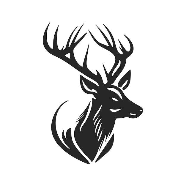 Minimalistic black and white vector logo with the image of a deer