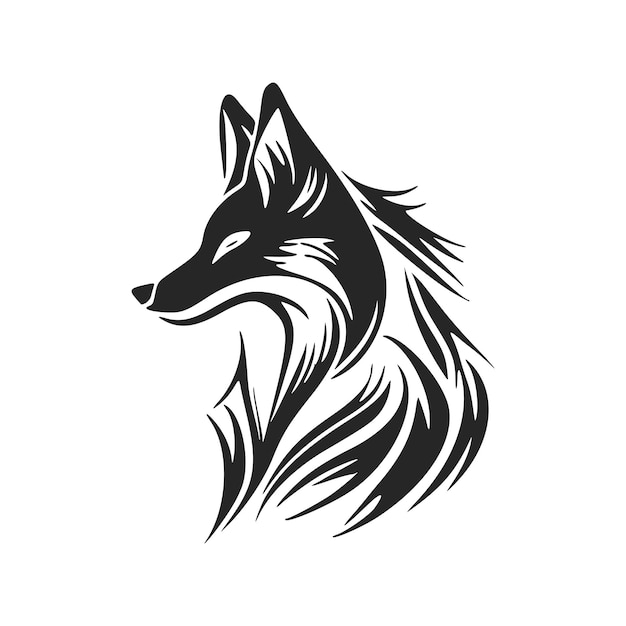 Vector minimalistic black and white vector logo with the image of a fox