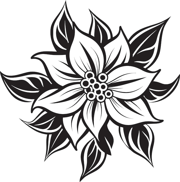 Vector minimalistic bloom symbol iconic design detail elegant floral element monochrome design detail