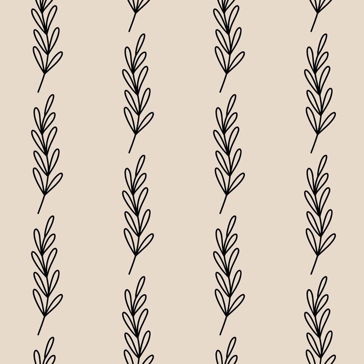 Vector minimalistic botanical seamless pattern vector handdrawn illustration in doodle style