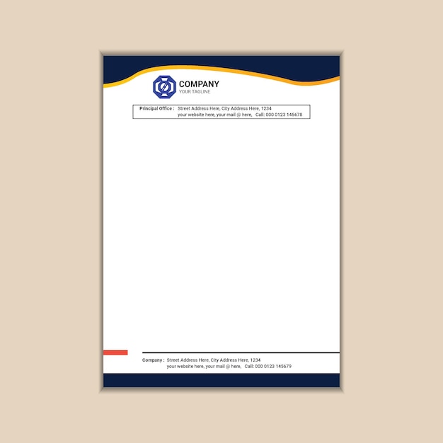 Minimalistic Business Letterhead Design with Bleed