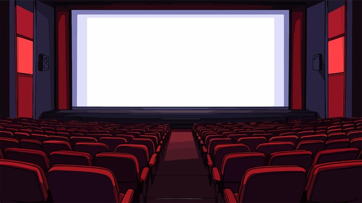 Vector minimalistic cinema vector illustration isolated on white background