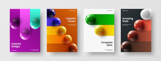 Minimalistic company brochure A4 vector design illustration set