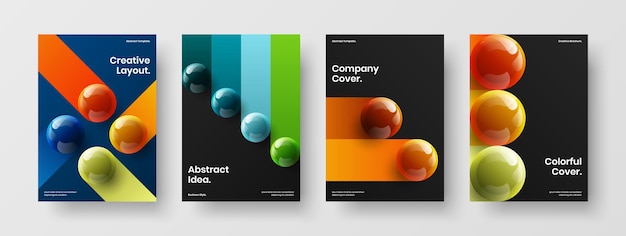 Minimalistic company brochure vector design template set