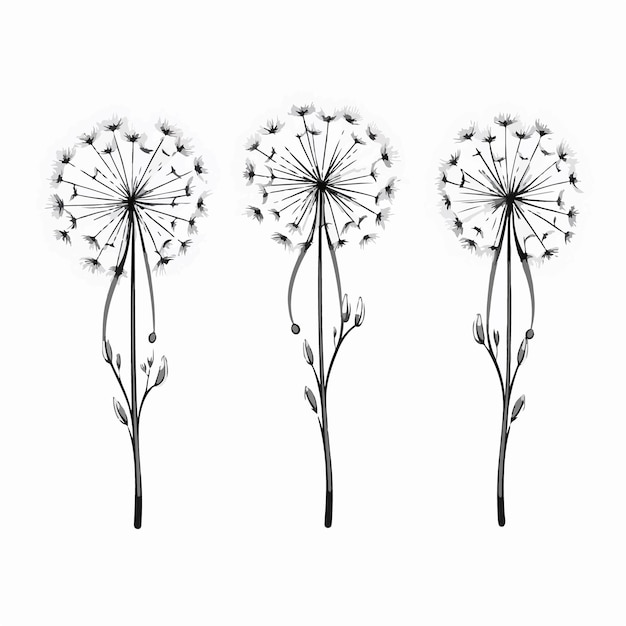 Minimalistic dandelion outline illustration