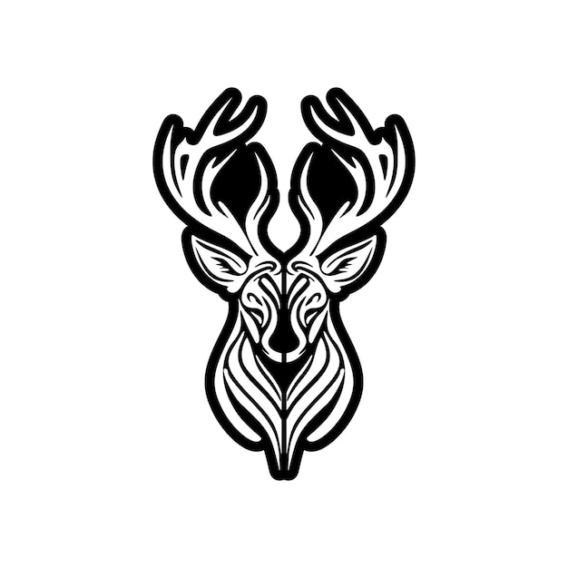 ベクトル 黒と白のベクター グラフィックスを使用したミニマルな鹿のロゴ
