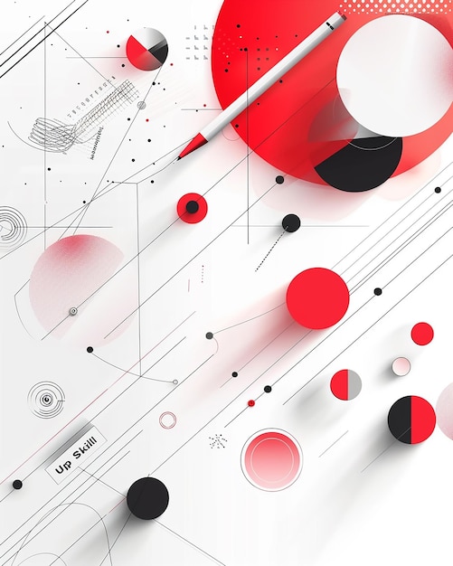 Вектор Минималистический дизайн на тему управления проектами в белом, красном и черном цветах