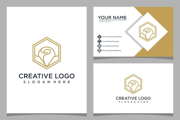 Vector minimalistic design rose logo template with business card design