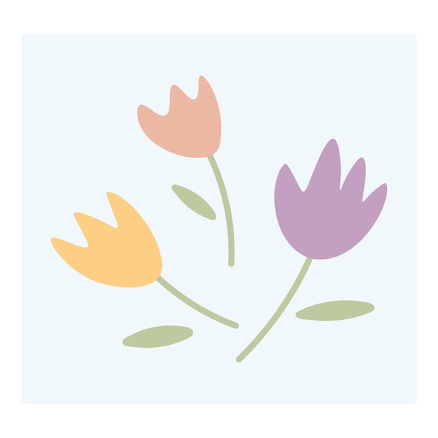 Vector minimalistic element for kids room in boho style abstract flowers tulips isolated vector